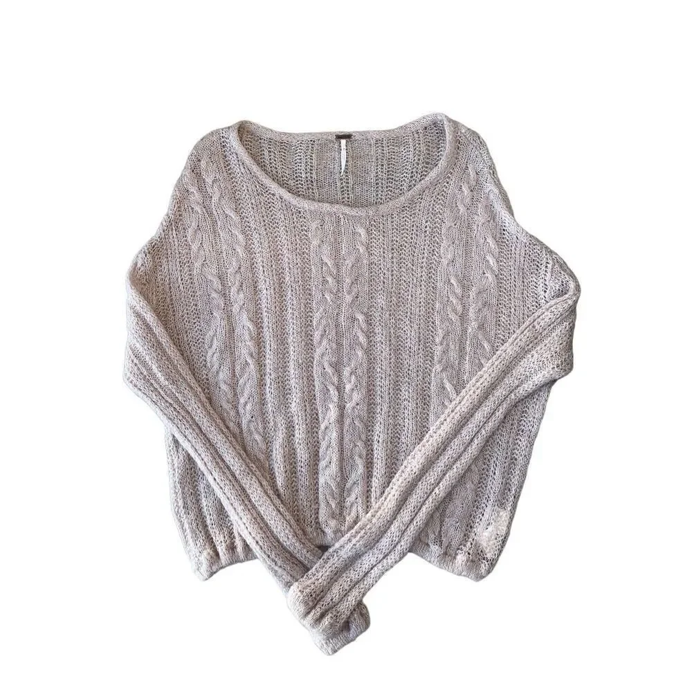 Free People Angel Soft Wool Blend Pullover Sweater in Frappuccino Combo/Blush Pi